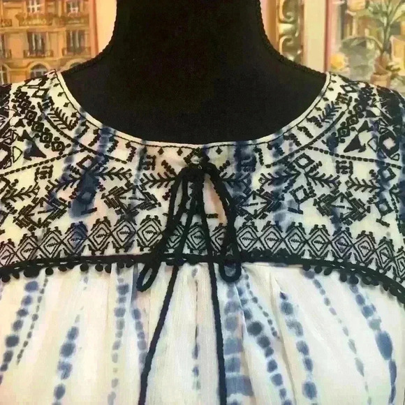 KNOX ROSE SHIFT YOKE TIE-DYE LOOK BOHO EMBROIDERY CASUAL SUMMER DRESS SIZE MED - Picture 5 of 16